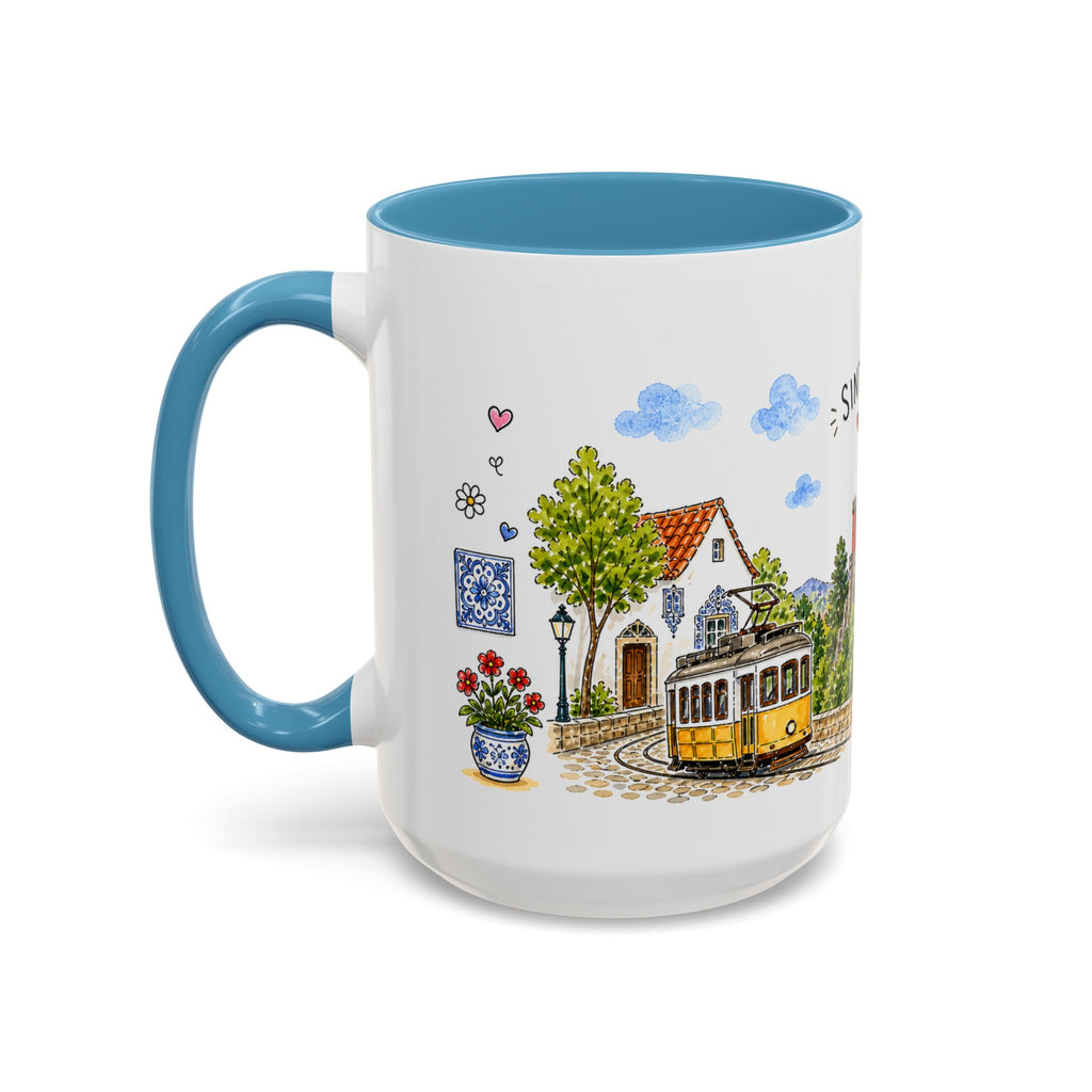 Sintra Illustrated Travel Mug | Portugal Souvenir Accent Coffee Mug | 11oz 15oz Ceramic Cup