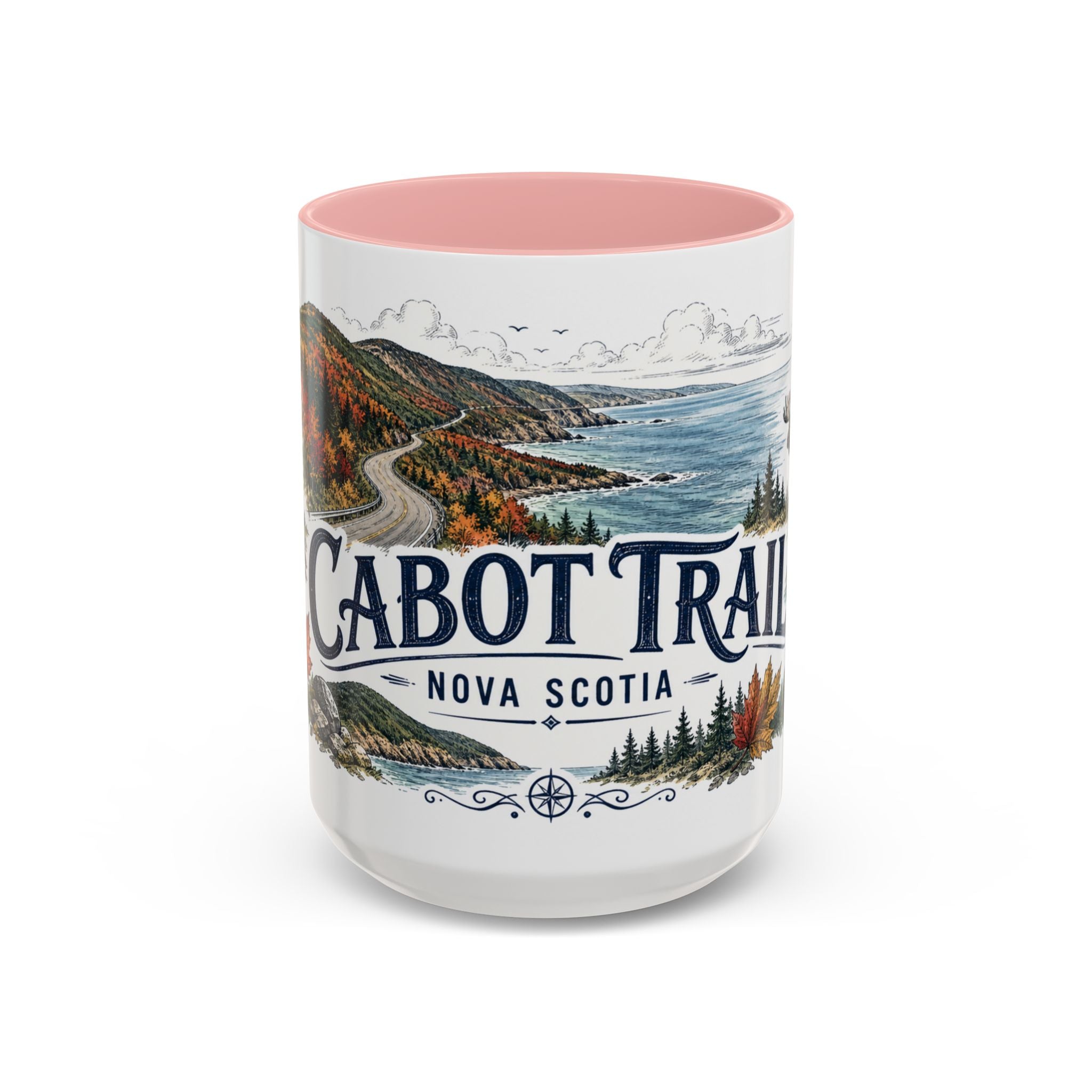 Cabot Trail Mug, Nova Scotia Travel Souvenir, Bucket List Gift, Accent Ceramic Coffee Mug 11oz 15oz