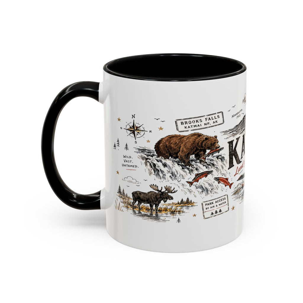 Katmai National Park Coffee Mug | Alaska Bear Watching Wildlife Gift | Accent Color Ceramic 11oz 15oz