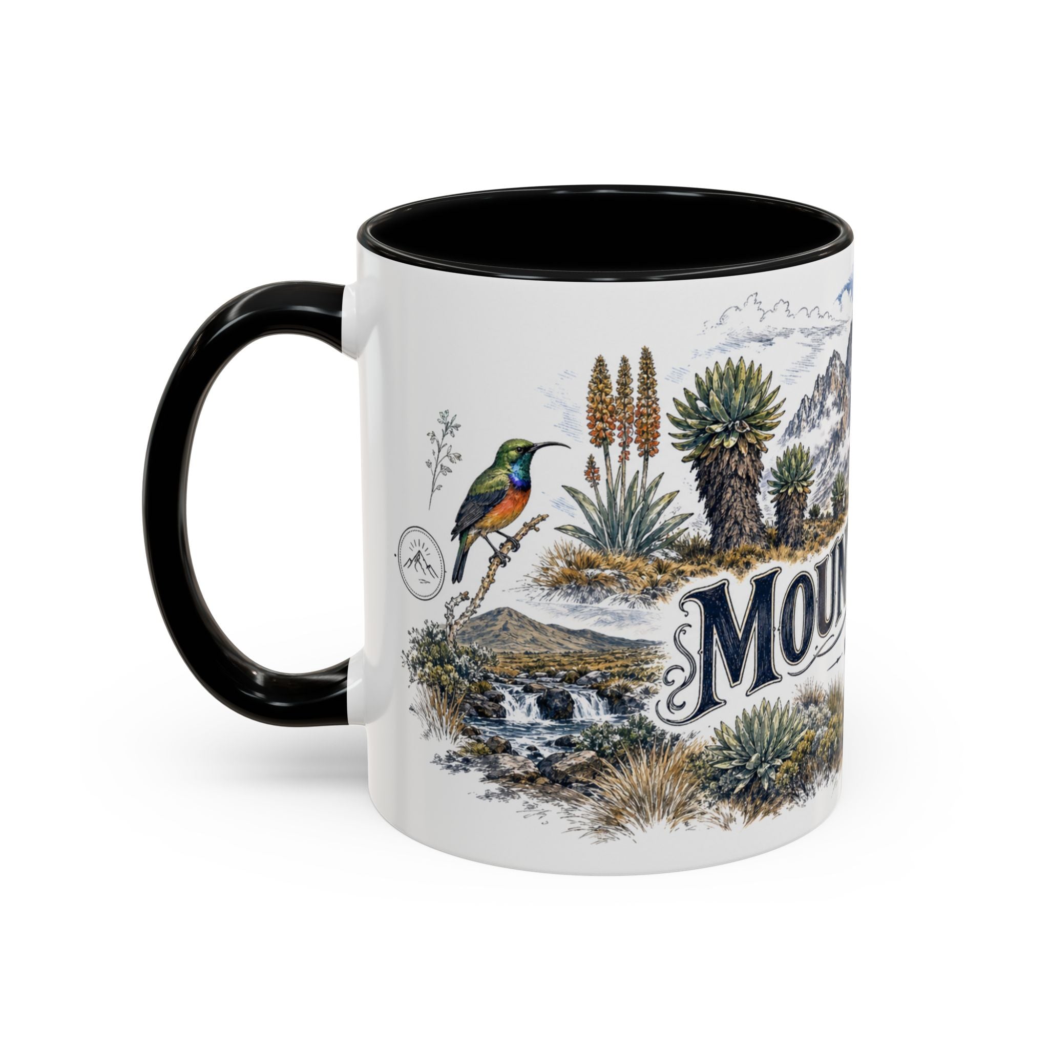 Mount Kenya Mug, Kenya Travel Souvenir, Bucket List Gift, Accent Ceramic Coffee Mug 11oz 15oz