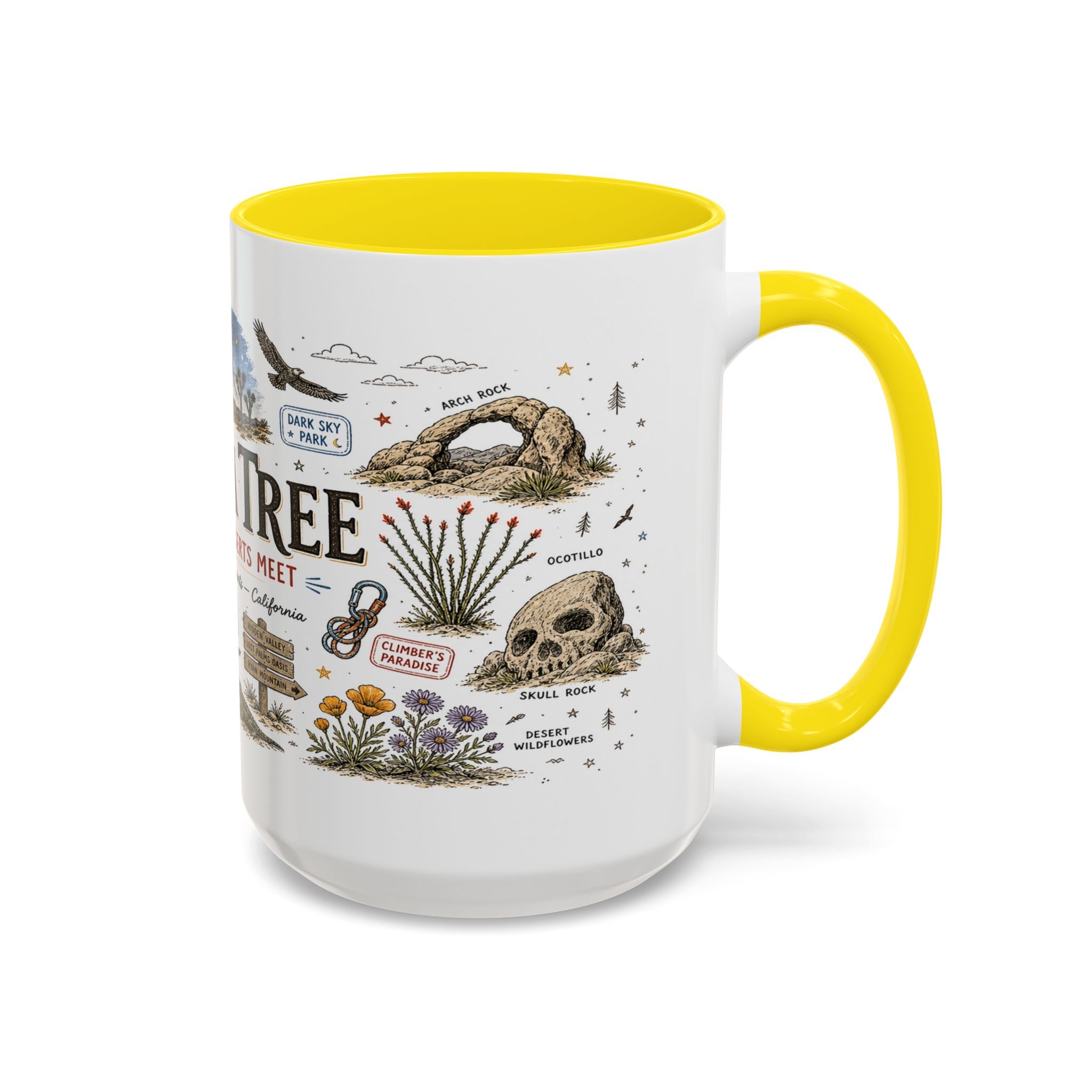 Joshua Tree Coffee Mug | National Park Desert Camping Gift | Accent Color Ceramic 11oz 15oz