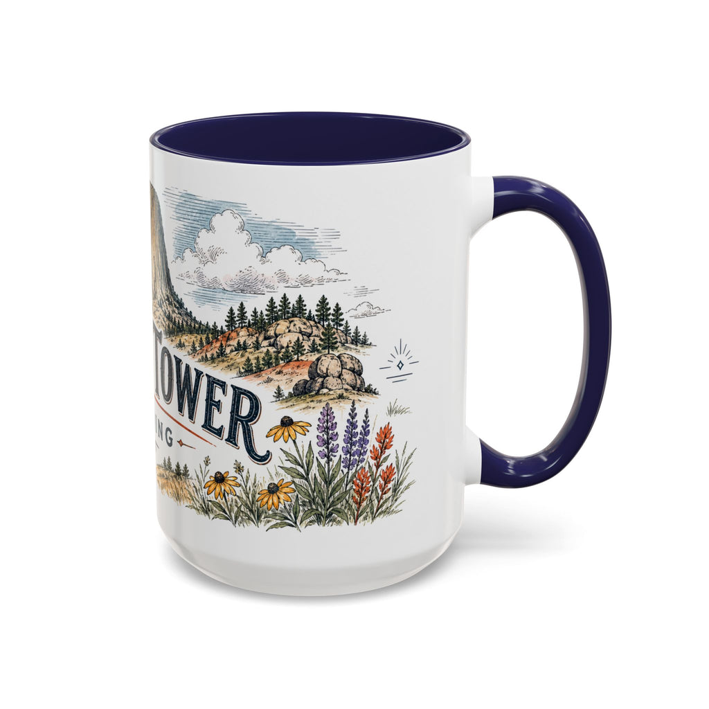 Devils Tower Mug, Wyoming Travel Souvenir, Bucket List Gift, Accent Ceramic Coffee Mug 11oz 15oz