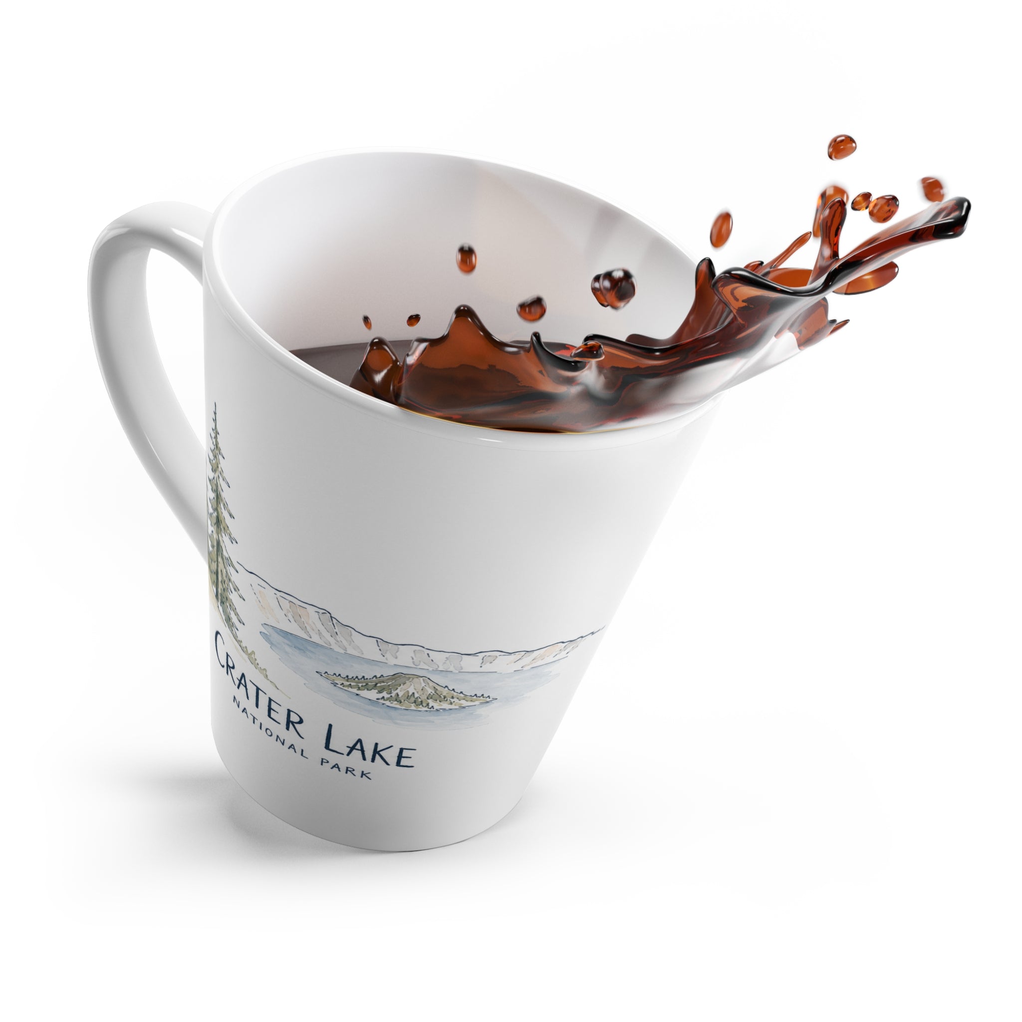 Crater Lake National Park Latte Mug | Pastel Watercolor Nature Coffee Cup | 12 oz Travel Souvenir Gift