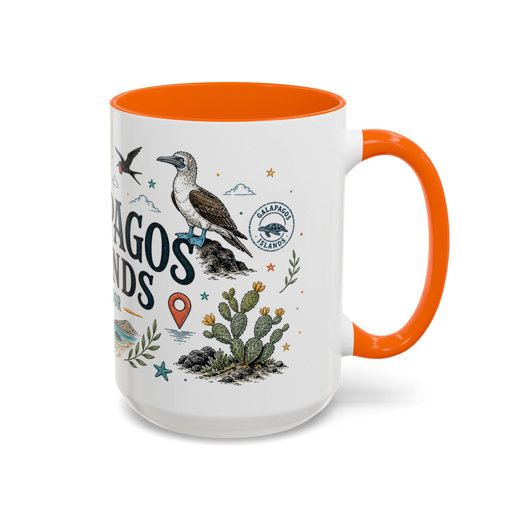 Galapagos Islands Coffee Mug | Travel Destination Souvenir Gift | Accent Color Ceramic 11oz 15oz