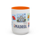Madrid Coffee Mug | Postage Stamp Collage Mug | Travel Souvenir Accent Cup 11oz 15oz