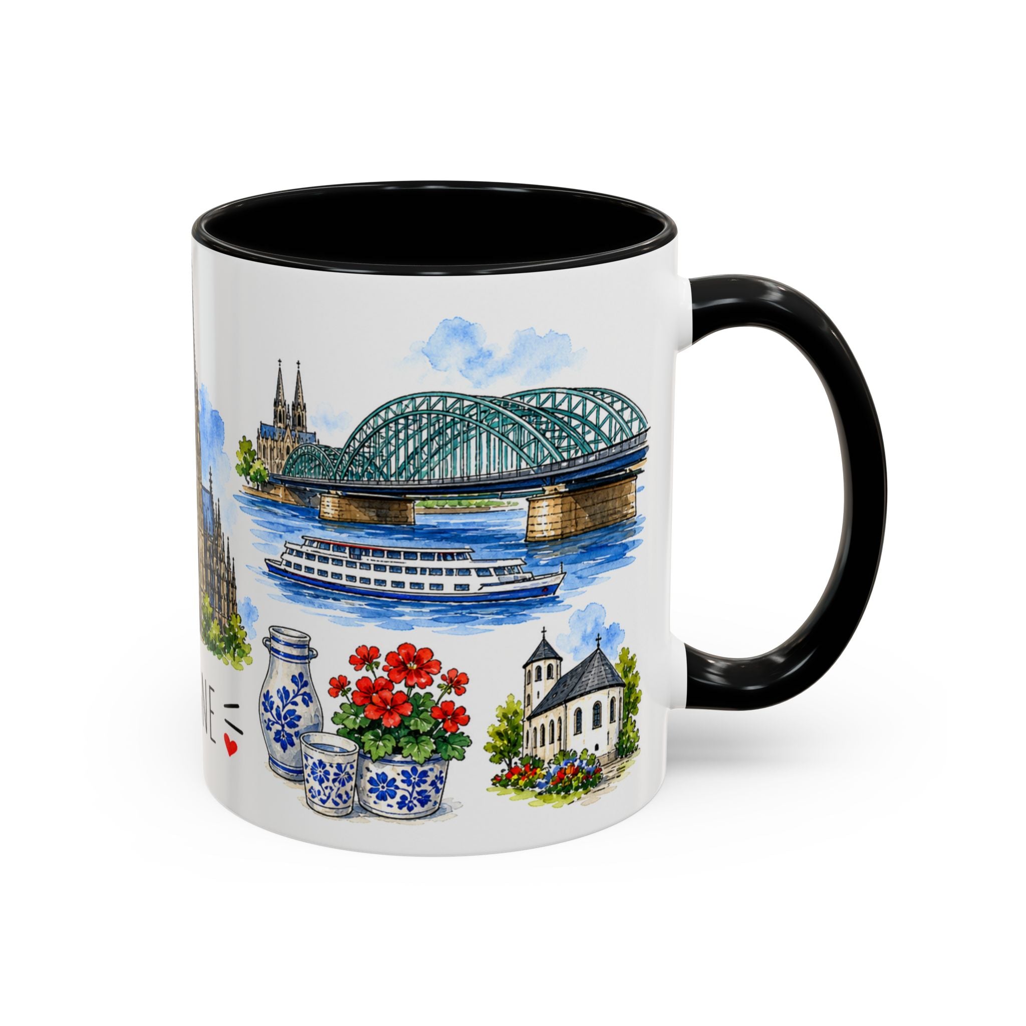 Cologne Illustrated Travel Mug | City Souvenir Accent Coffee Mug | 11oz 15oz Ceramic Cup