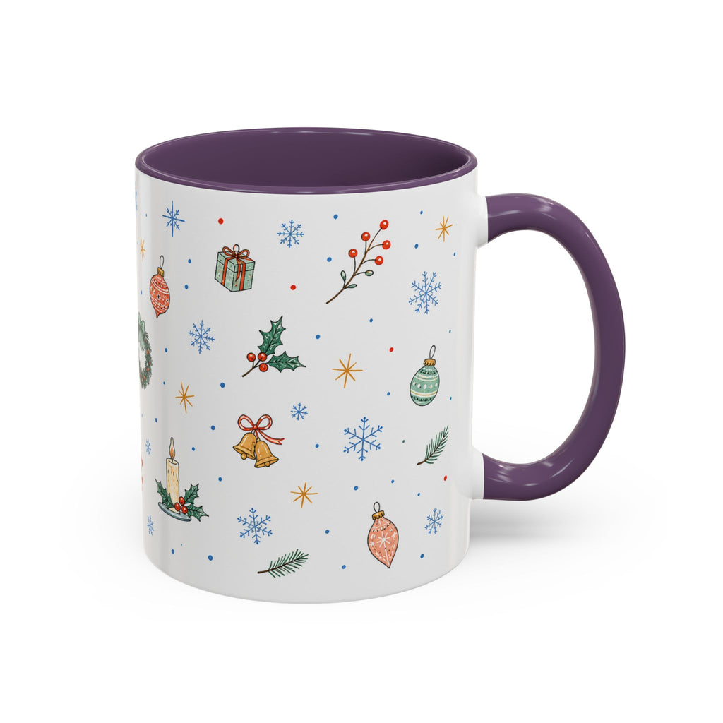 Christmas Ornament Mug | Snowflake Watercolor Holiday Gift | Accent Cup 11oz 15oz