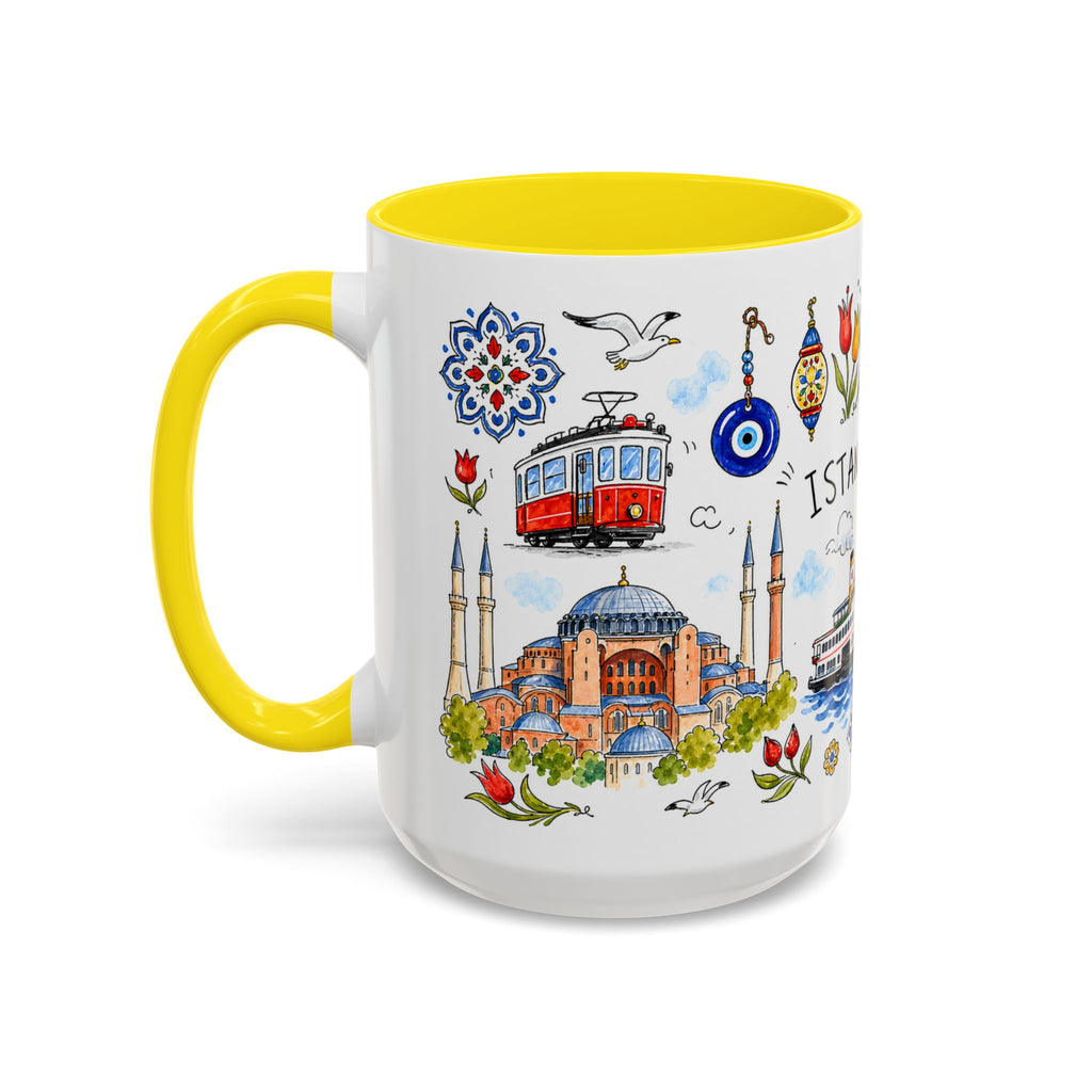 Istanbul Travel Mug | European City Souvenir Accent Coffee Mug | 11oz 15oz Ceramic Cup