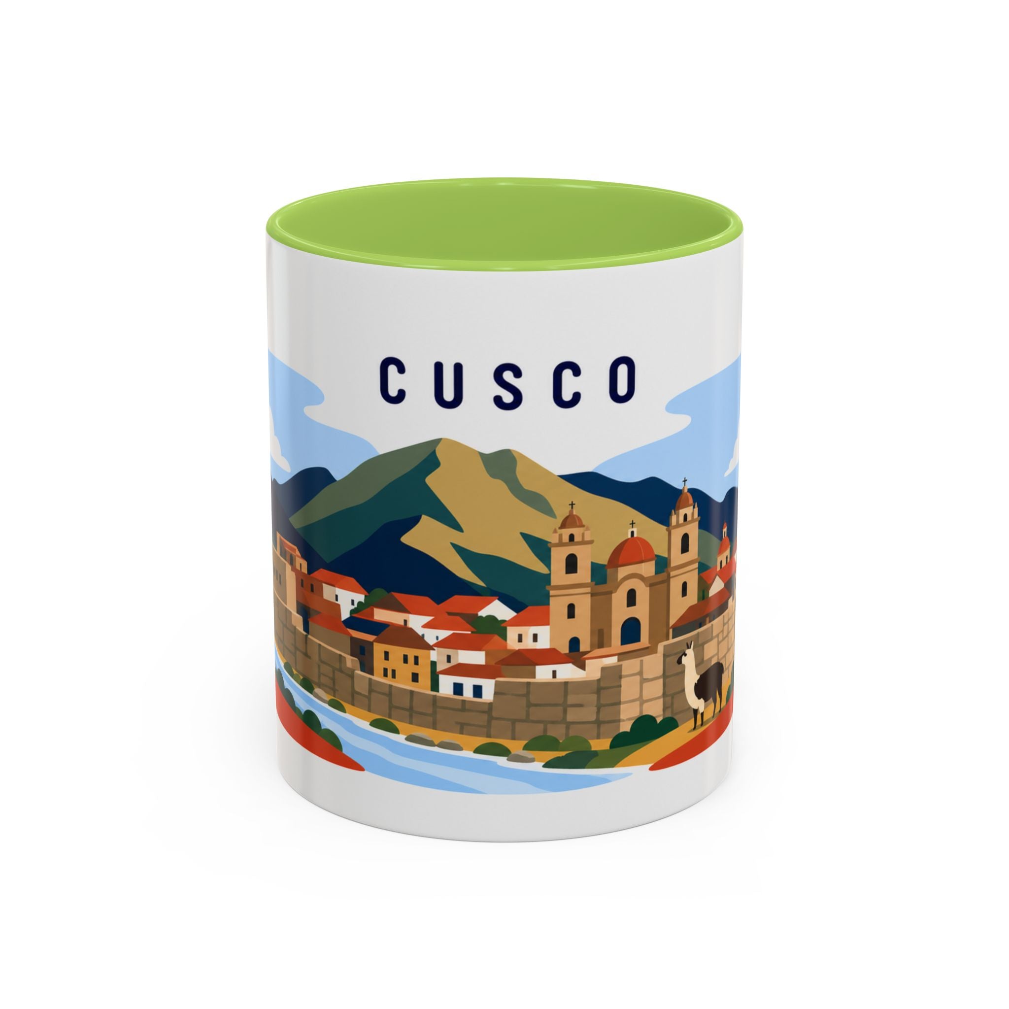 Cusco Coffee Mug | Travel Destination Souvenir Gift | Accent Color Ceramic 11oz 15oz