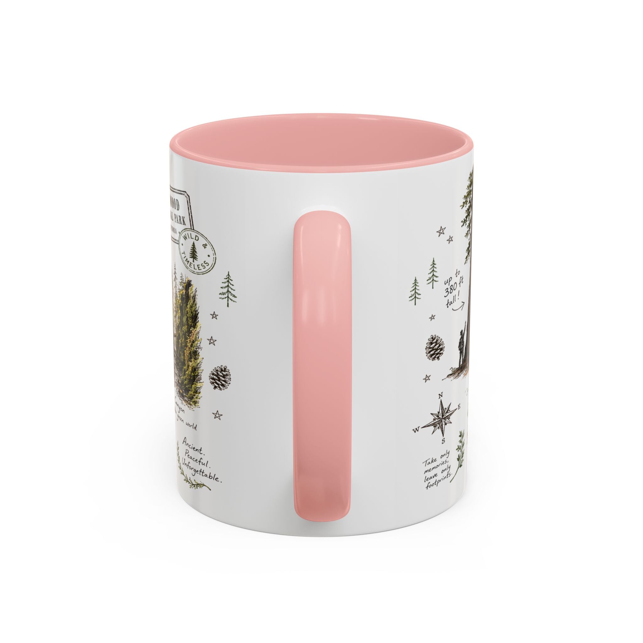 Redwood National Park Coffee Mug | California Coastal Forest Hiking Gift | Accent Color Ceramic 11oz 15oz