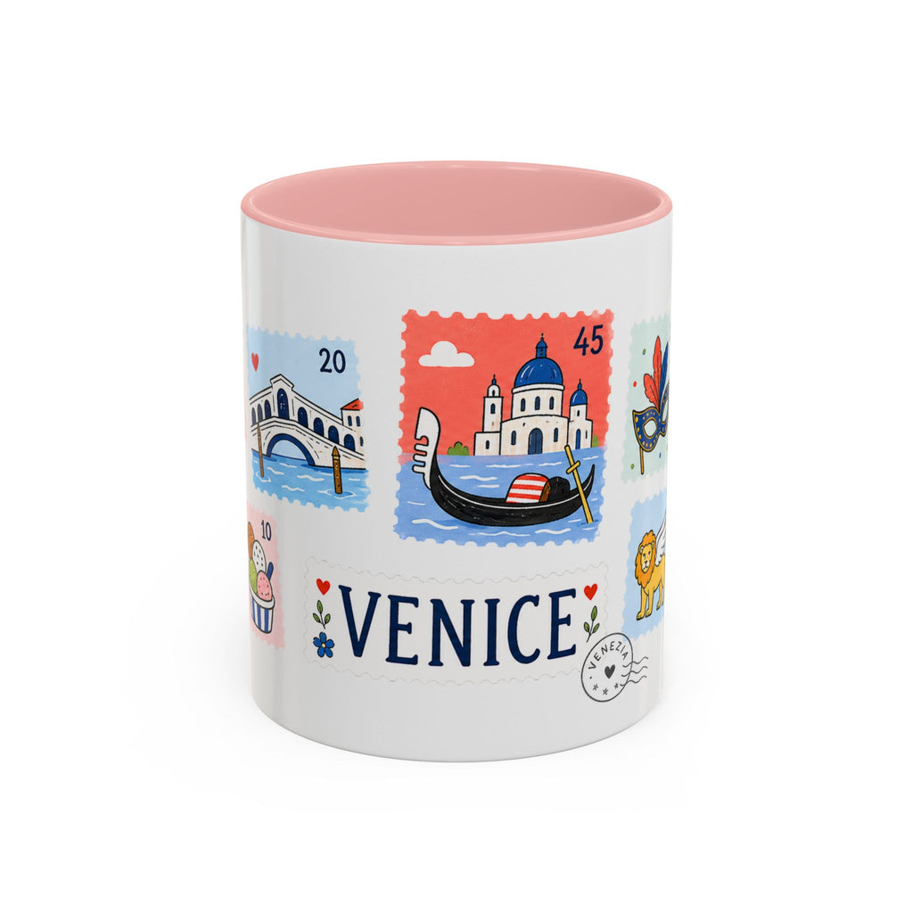 Venice Coffee Mug | Postage Stamp Collage Mug | Travel Souvenir Accent Cup 11oz 15oz