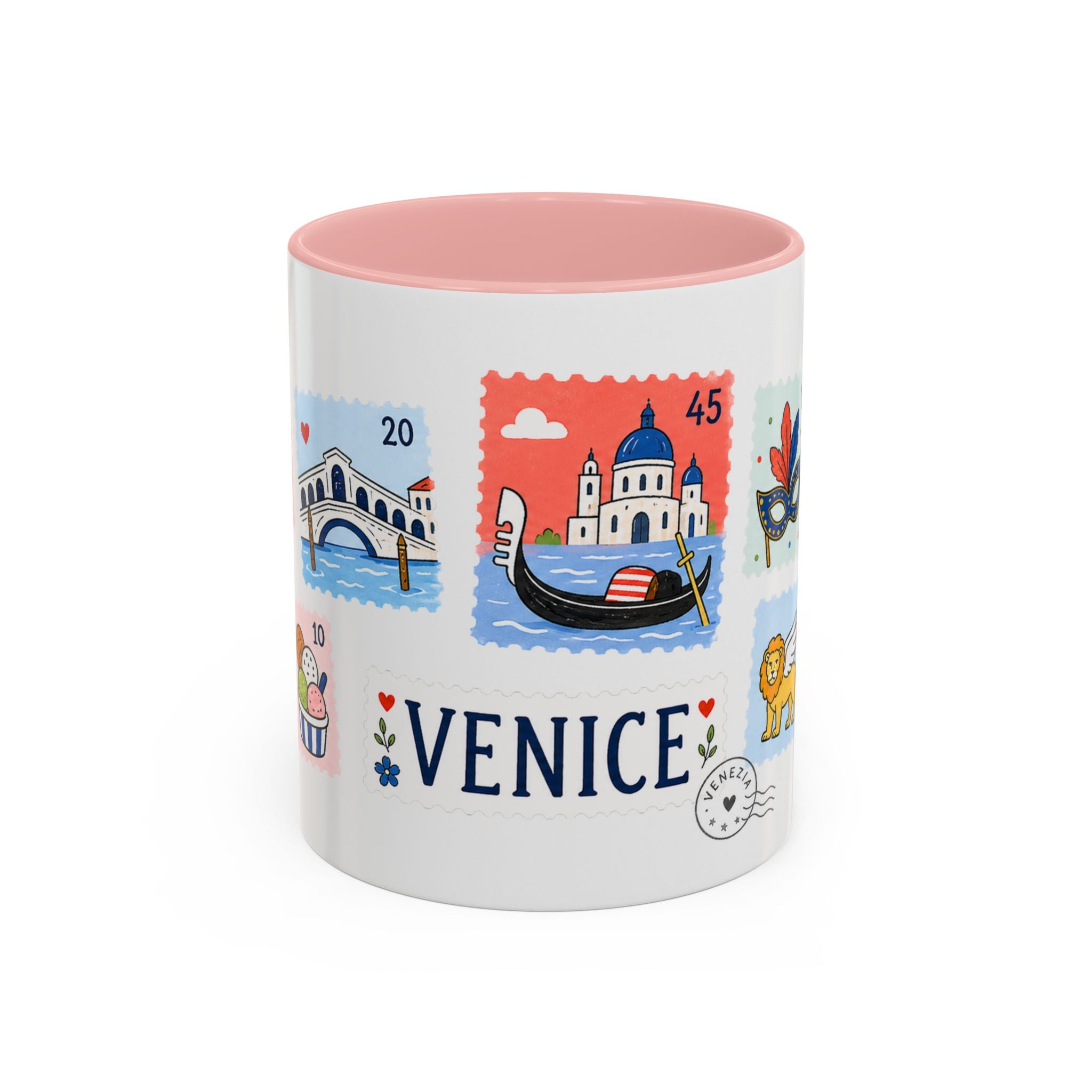 Venice Coffee Mug | Postage Stamp Collage Mug | Travel Souvenir Accent Cup 11oz 15oz
