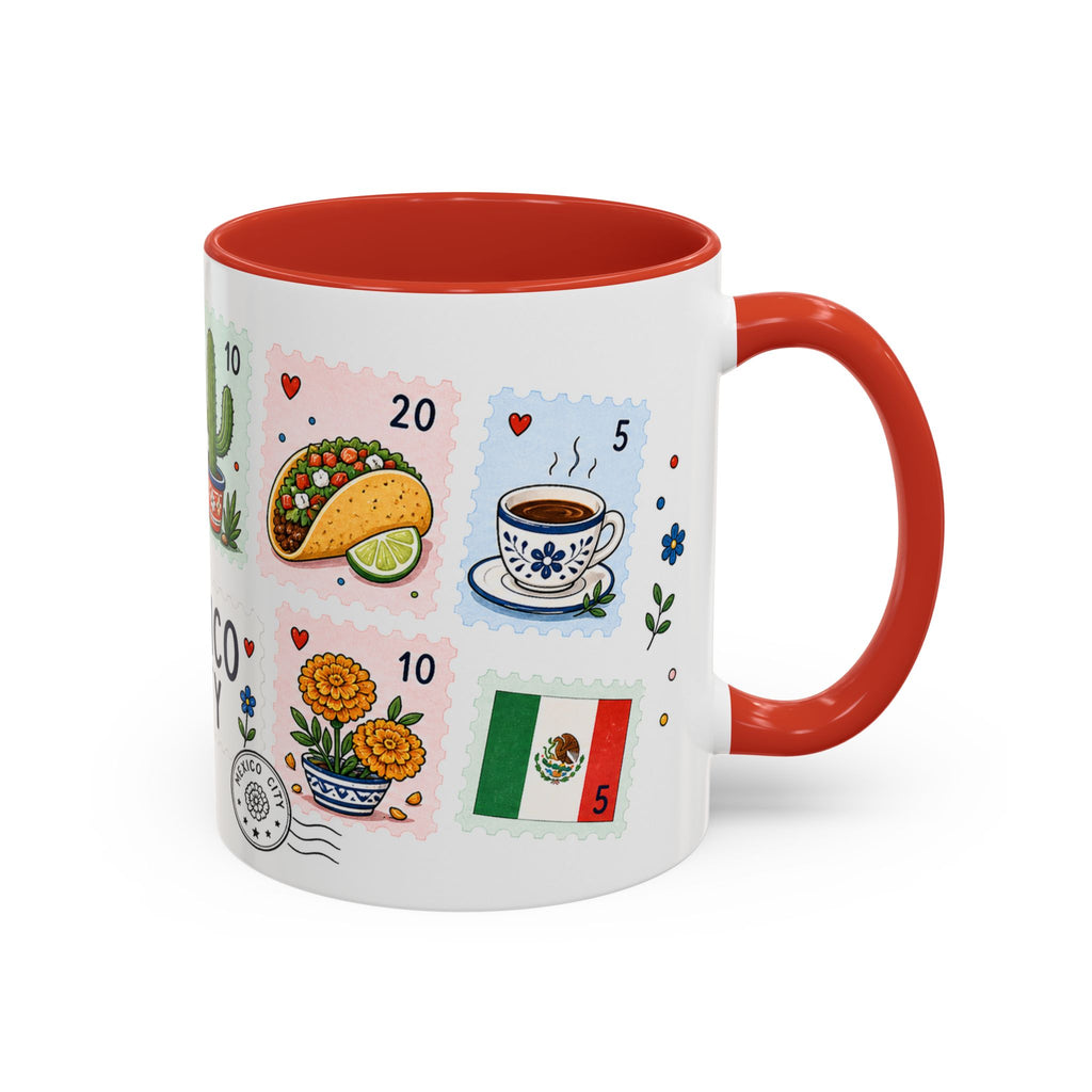 Mexico City Coffee Mug | Postage Stamp Collage Mug | Travel Souvenir Accent Cup 11oz 15oz