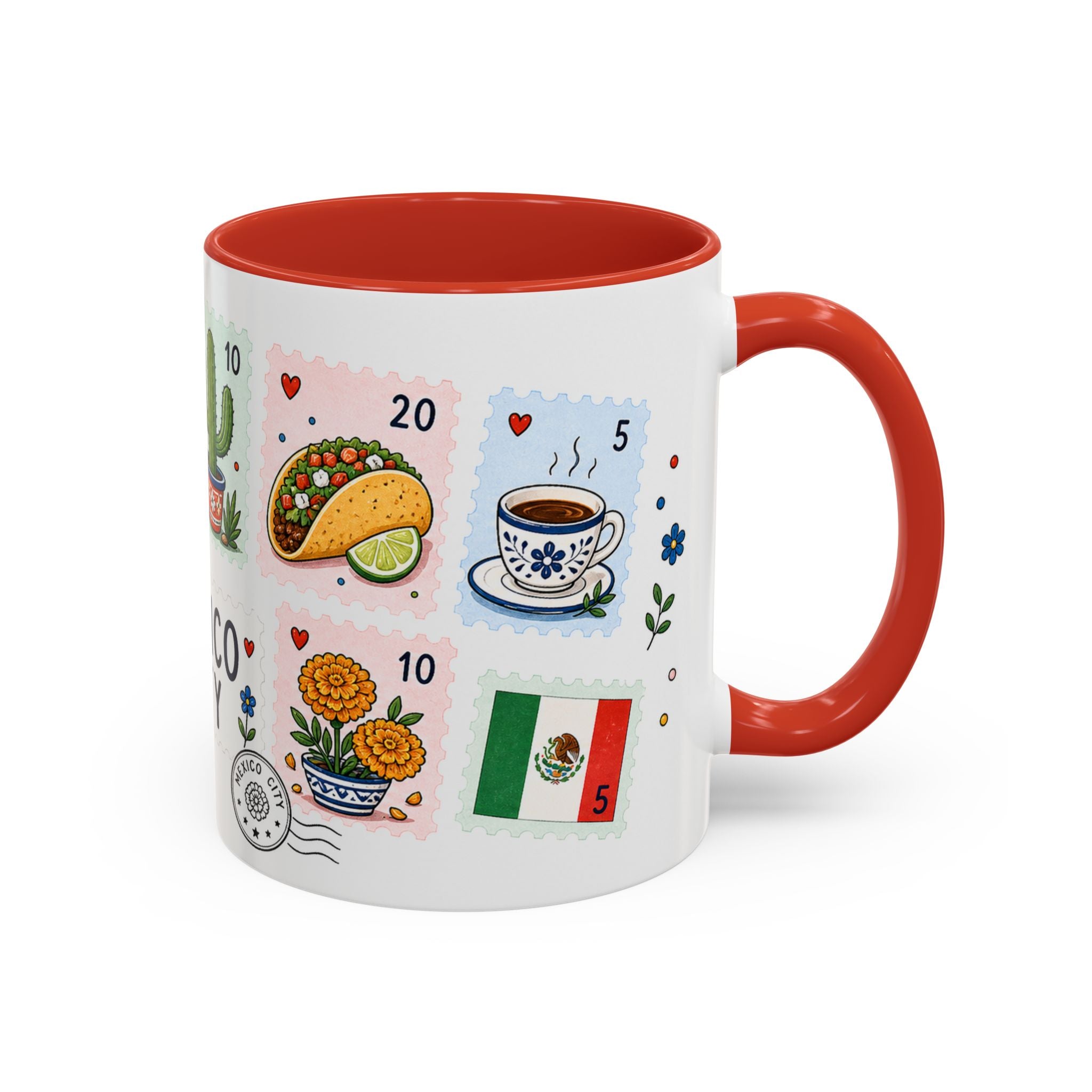 Mexico City Coffee Mug | Postage Stamp Collage Mug | Travel Souvenir Accent Cup 11oz 15oz