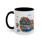 Volendam Illustrated Travel Mug | Netherlands Souvenir Accent Coffee Mug | 11oz 15oz Ceramic Cup
