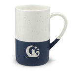 Cozy Cat Moon Engraved Speckled Ceramic Mug, 13oz, Minimalist Coffee Cup, Gift for Nature Lovers