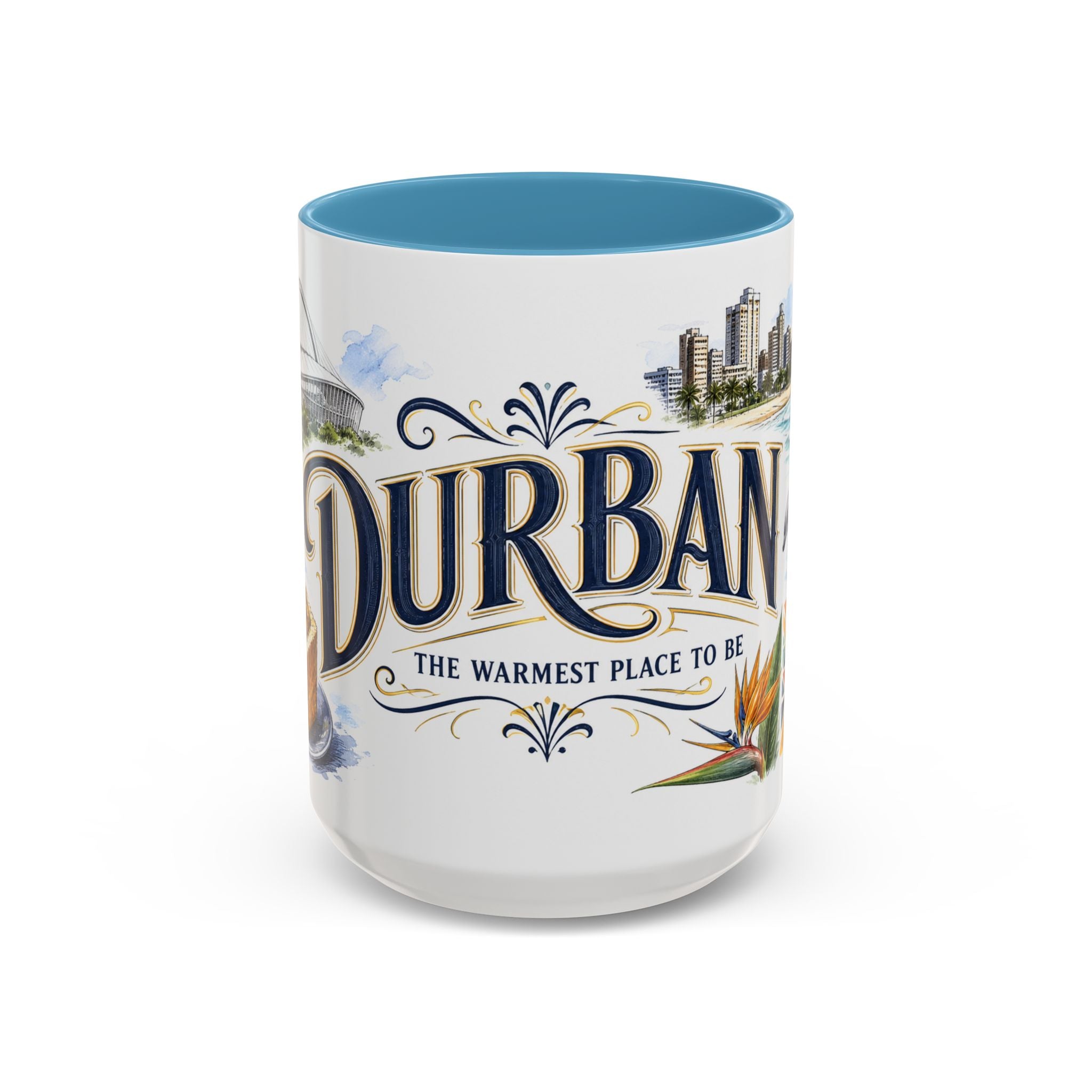 Durban Coffee Mug | South Africa Travel Souvenir | Vintage Illustrated City Gift | 11 oz 15 oz Accent Mug