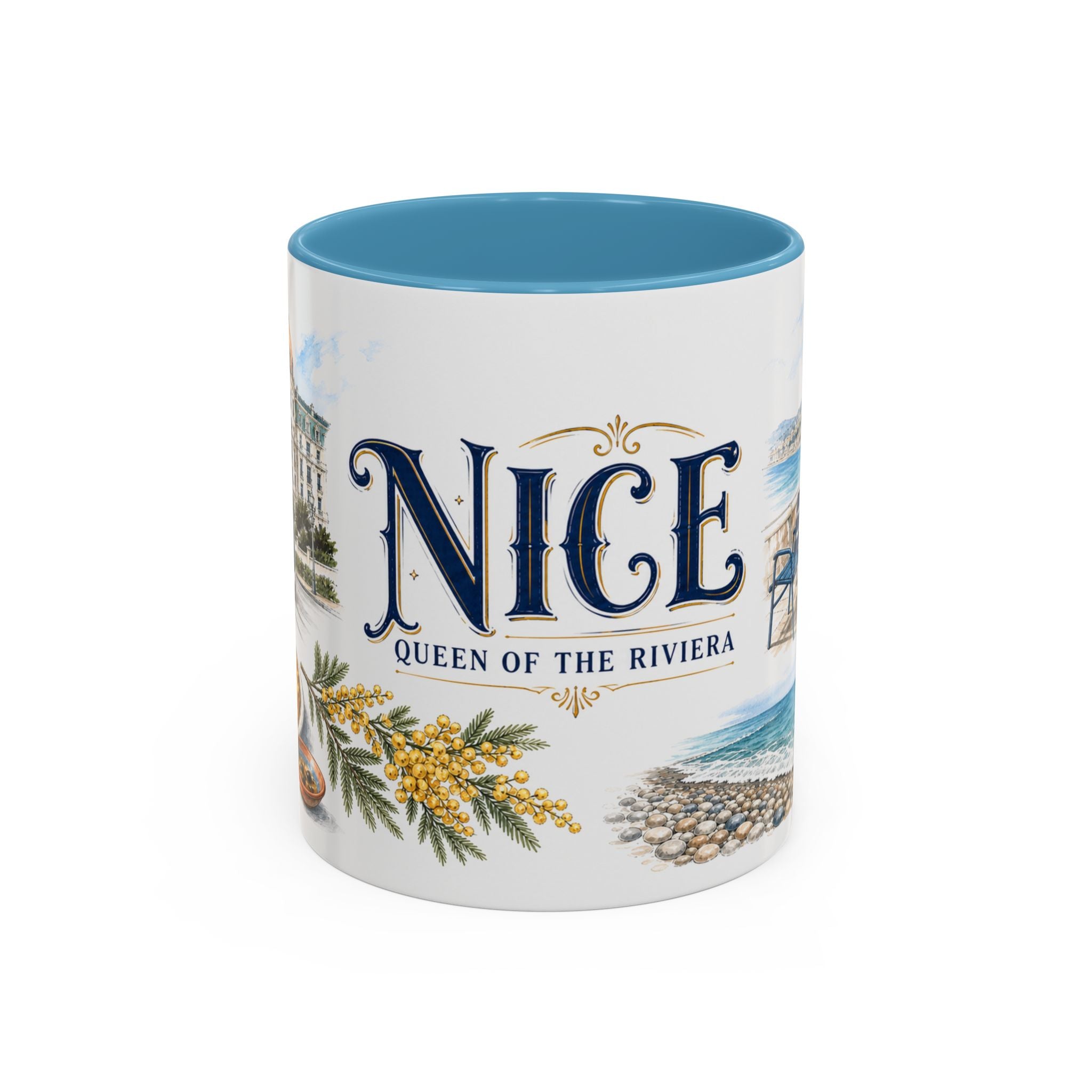 Nice Coffee Mug | France Travel Souvenir | Vintage Illustrated City Gift | 11 oz 15 oz Accent Mug