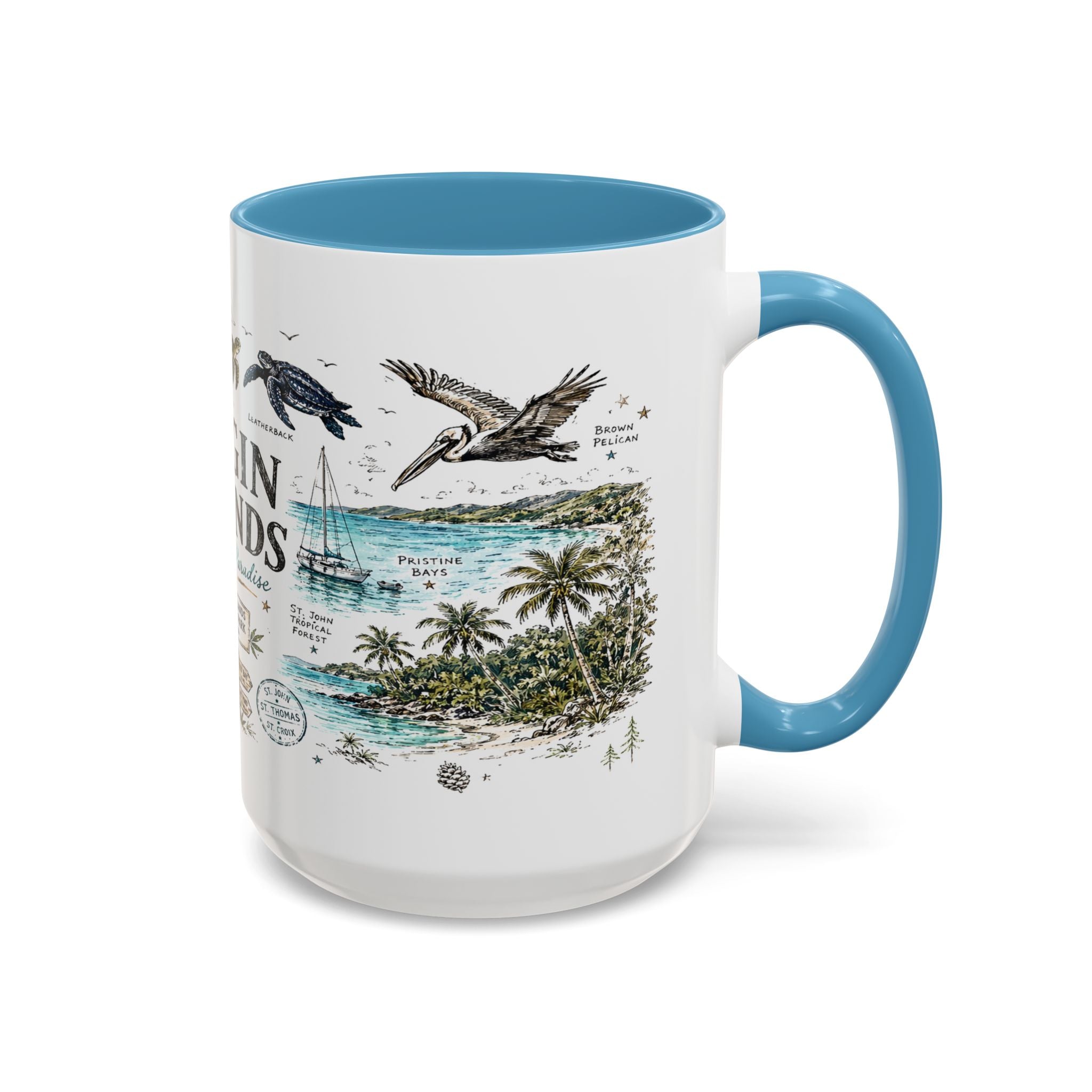 Virgin Islands National Park Coffee Mug | Caribbean Beach Snorkeling Reef Gift | Accent Color Ceramic 11oz 15oz