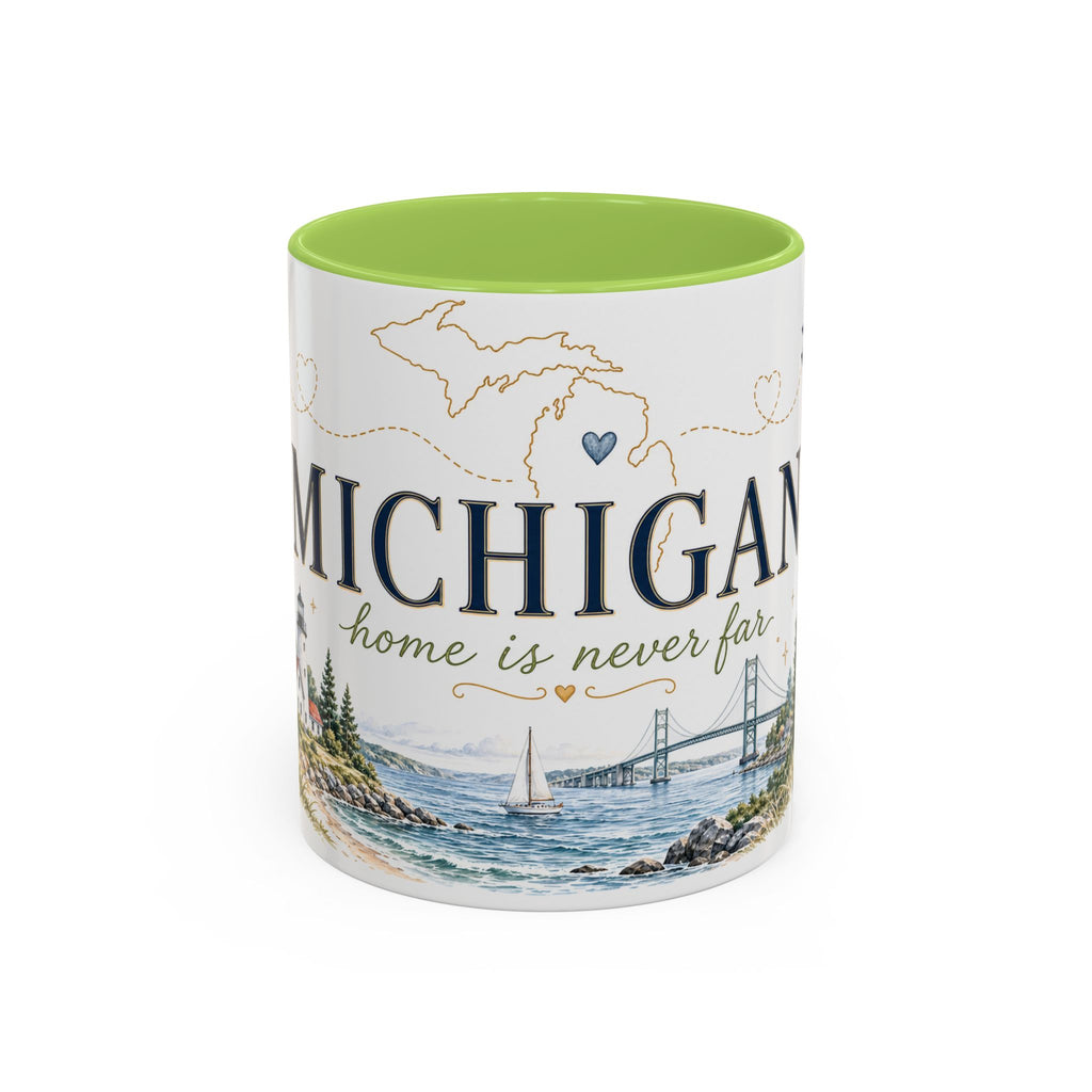 Michigan State Map Mug | Botanical Accents, Lakes Art | Homesick Gift