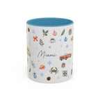Miami Christmas Mug | Watercolor Art Deco City Souvenir (11oz/15oz)