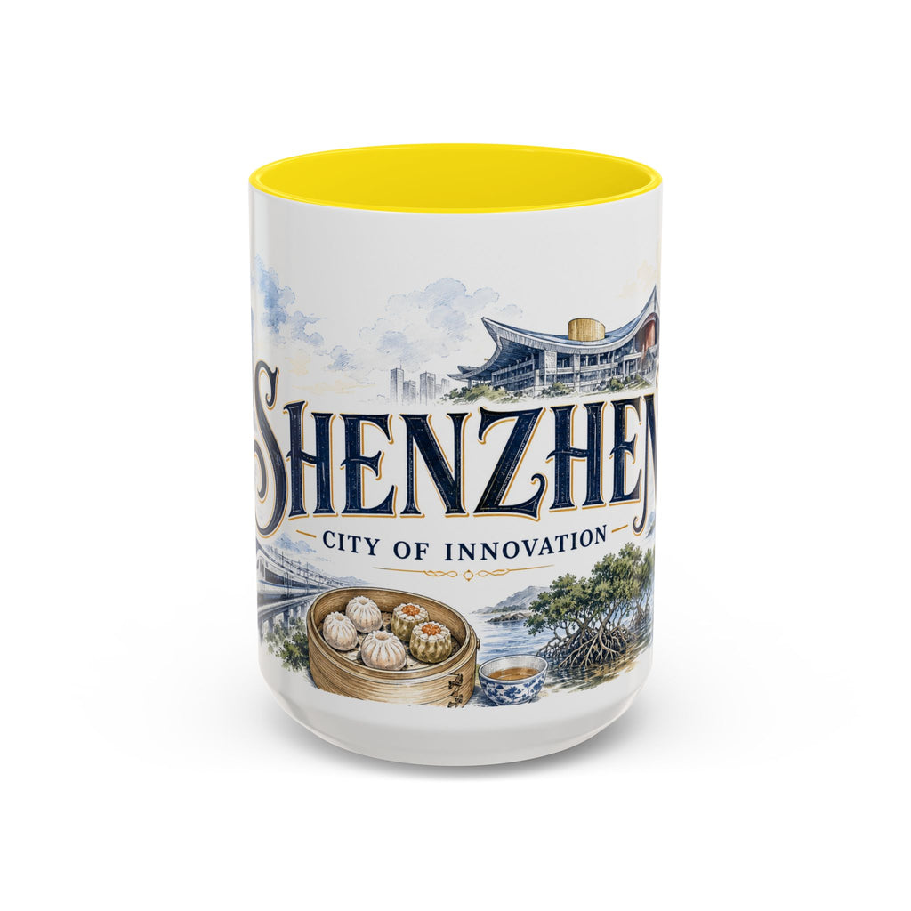 Shenzhen Coffee Mug | China Travel Souvenir | Vintage Illustrated City Gift | 11 oz 15 oz Accent Mug