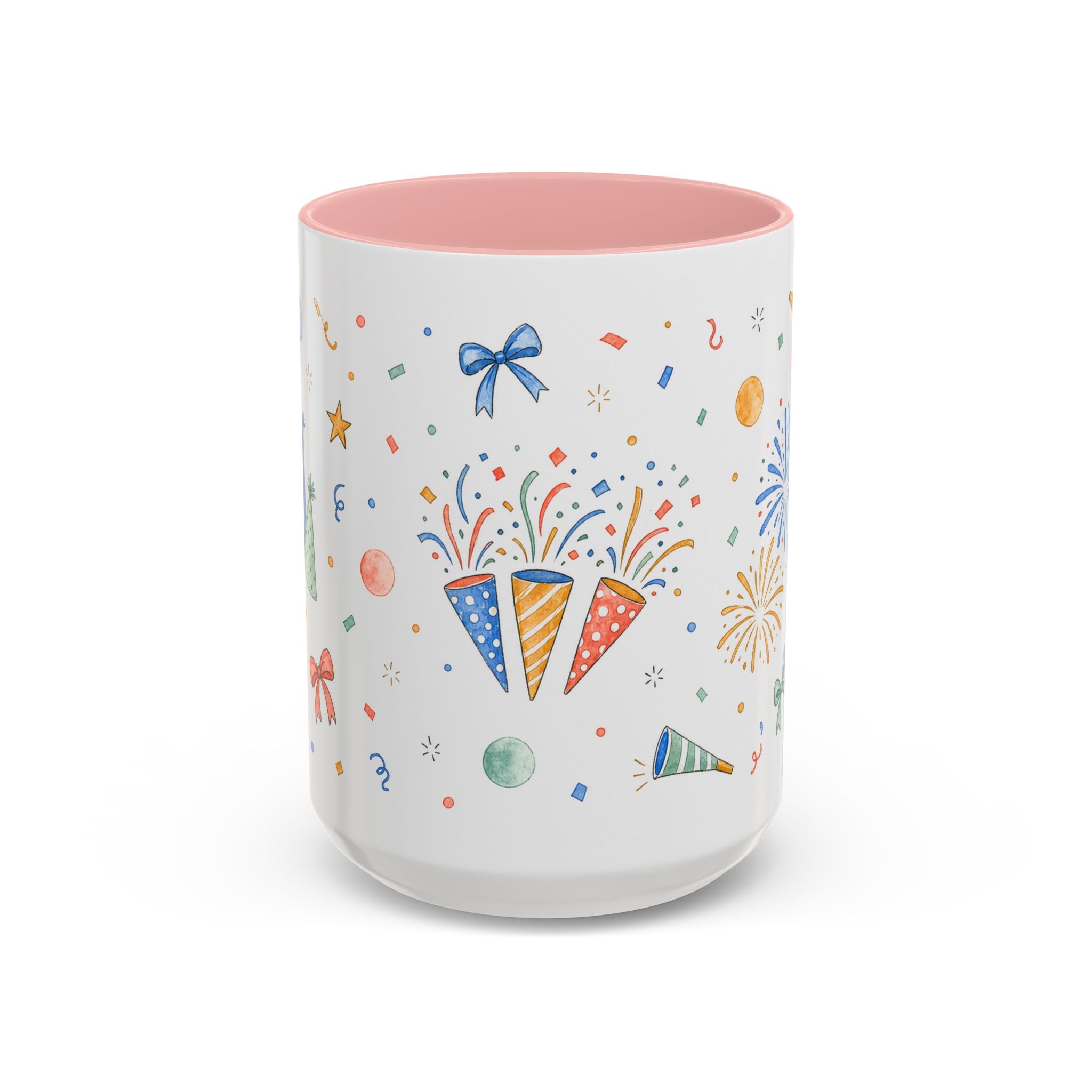 New Year Confetti Mug | Party Popper Watercolor Celebration Gift | Accent Cup 11oz 15oz