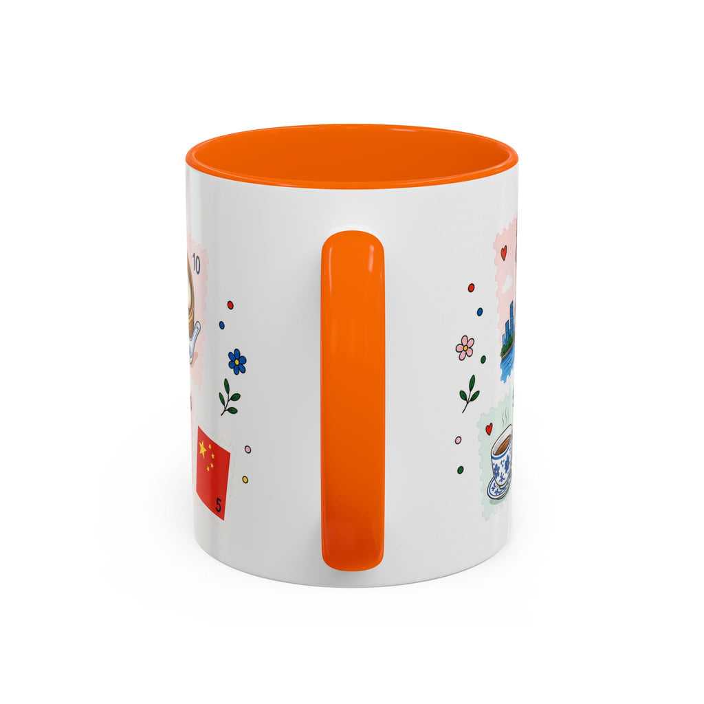 Shanghai Coffee Mug | Postage Stamp Collage Mug | Travel Souvenir Accent Cup 11oz 15oz