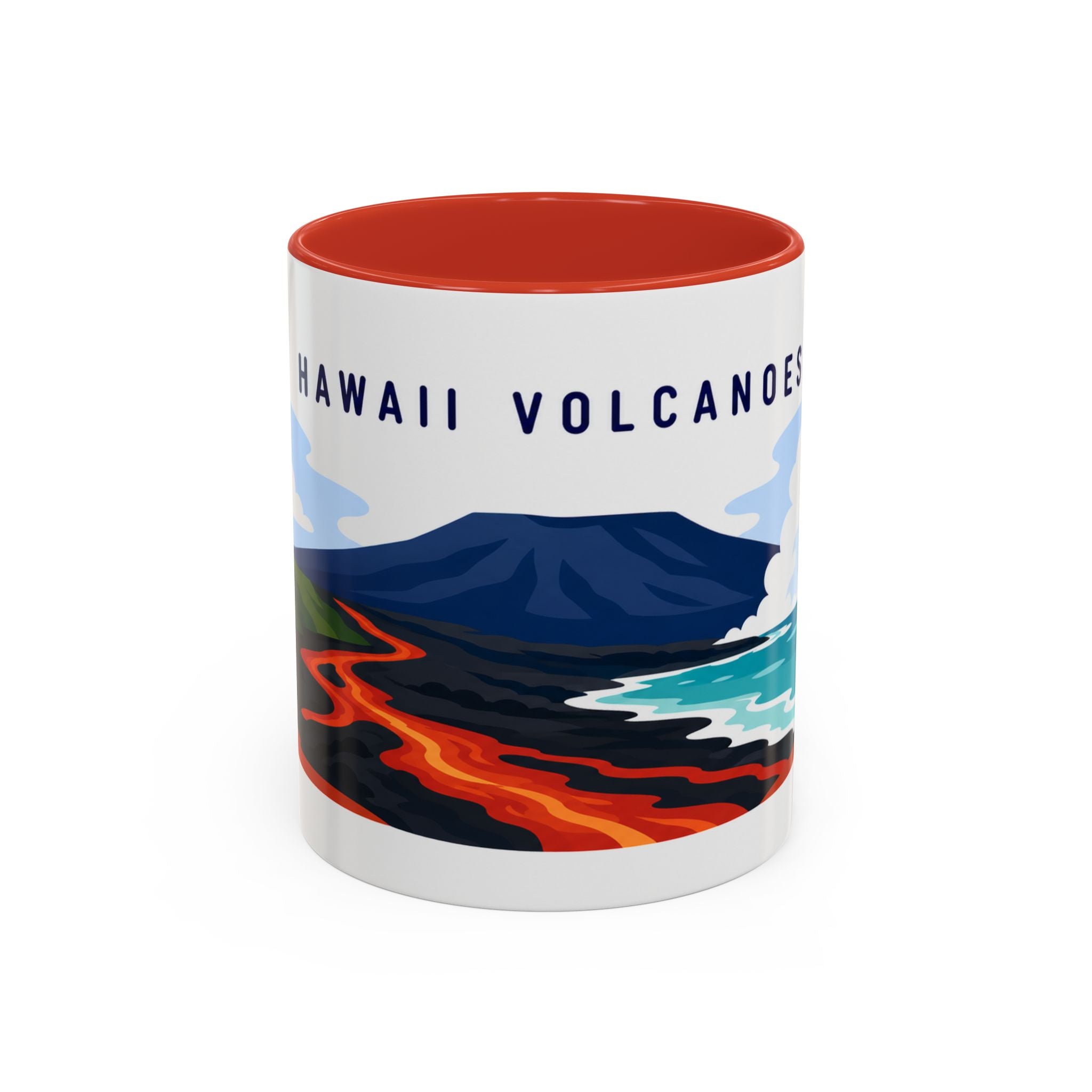 Hawaii Volcanoes Coffee Mug | Travel Destination Souvenir Gift | Accent Color Ceramic 11oz 15oz