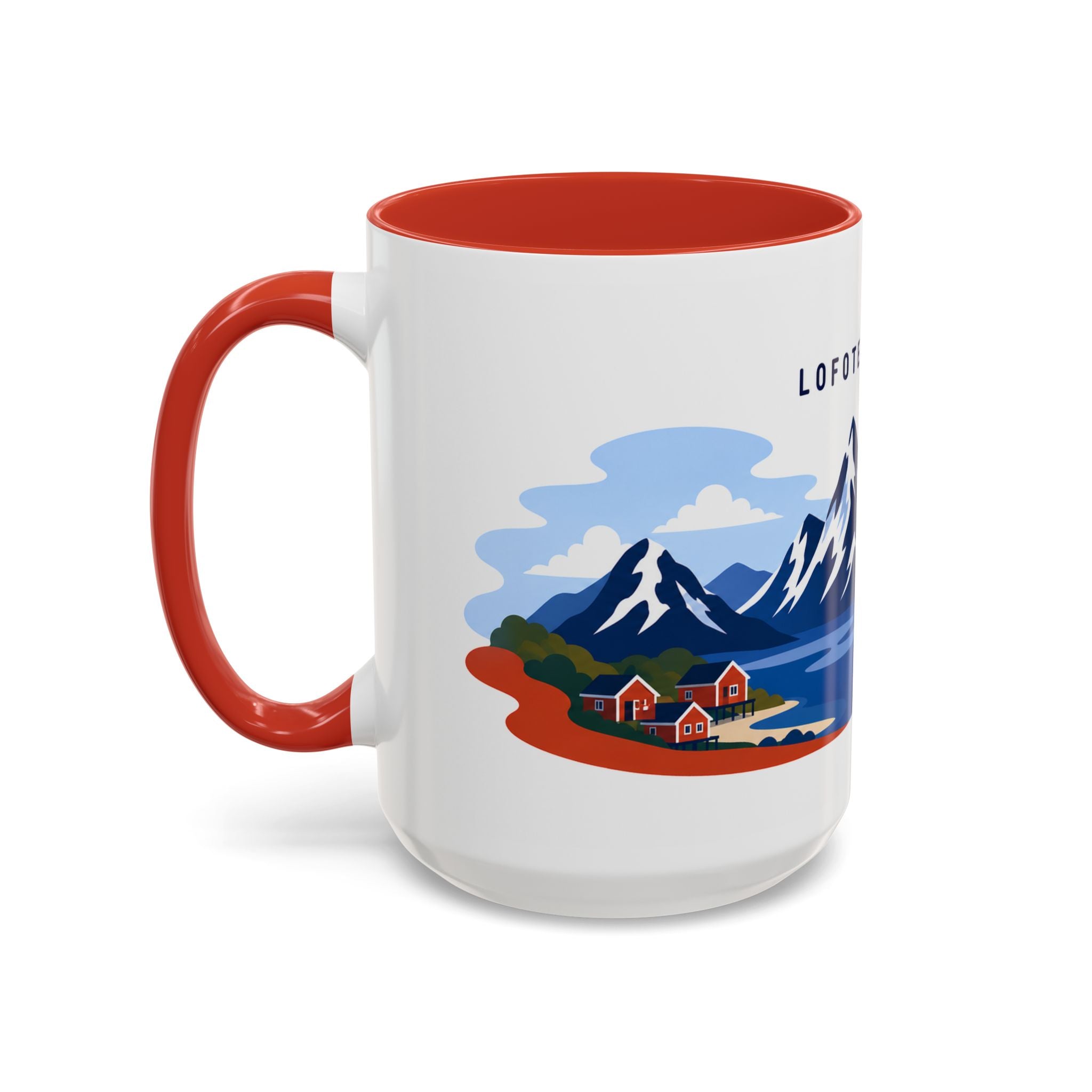 Lofoten Islands Coffee Mug | Travel Destination Souvenir Gift | Accent Color Ceramic 11oz 15oz