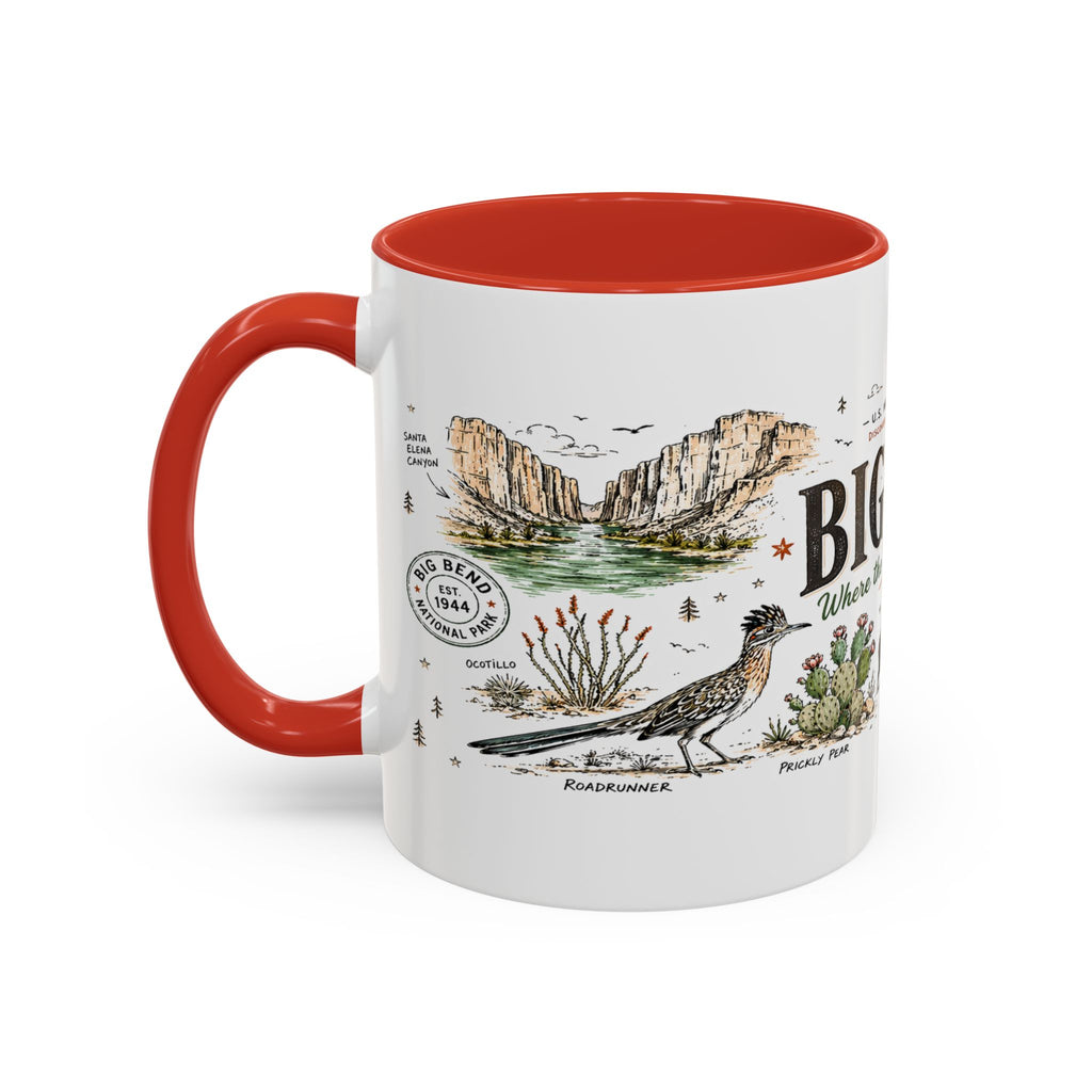 Big Bend National Park Coffee Mug | Texas Desert River Canyon Hiking Gift | Accent Color Ceramic 11oz 15oz