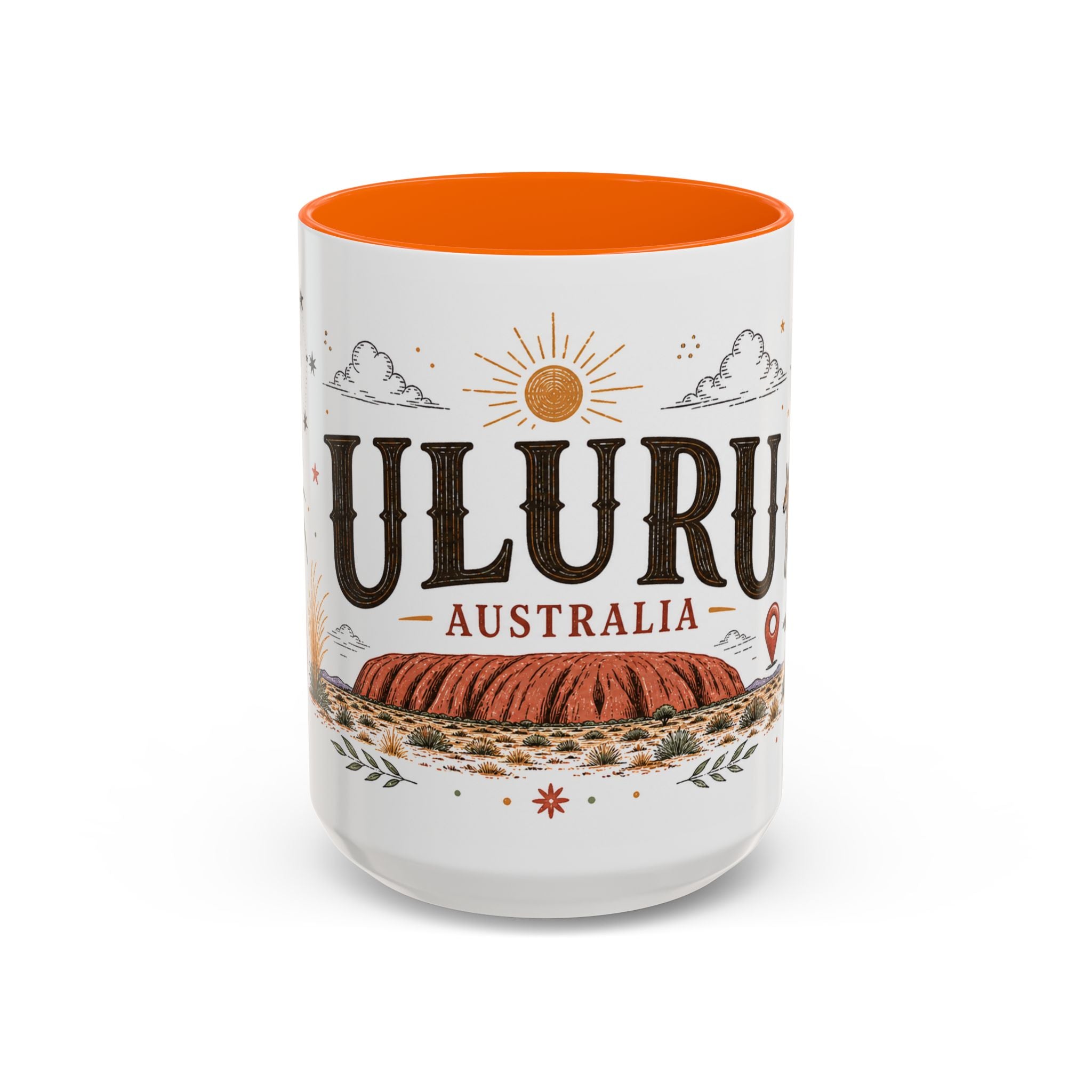Uluru Coffee Mug | Travel Destination Souvenir Gift | Accent Color Ceramic 11oz 15oz