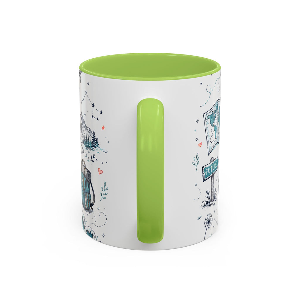 Adventure Awaits Coffee Mug | Class of 2026 Graduation Gift | Accent Color Ceramic 11oz 15oz