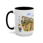 Ronda Illustrated Travel Mug | Spain Souvenir Accent Coffee Mug | 11oz 15oz Ceramic Cup