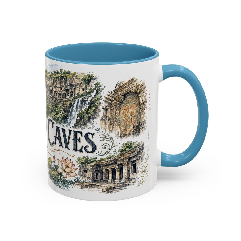 Ajanta Caves Mug, India Travel Souvenir, Bucket List Gift, Accent Ceramic Coffee Mug 11oz 15oz