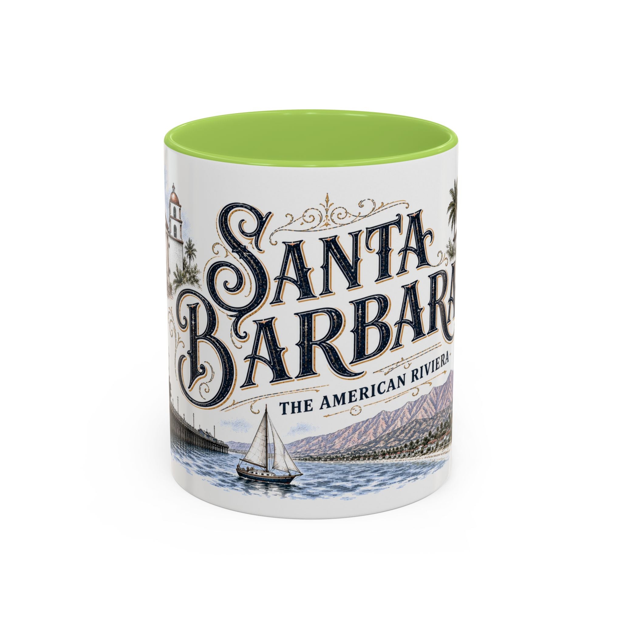 Santa Barbara Coffee Mug | United States Travel Souvenir | Vintage Illustrated City Gift | 11 oz 15 oz Accent Mug