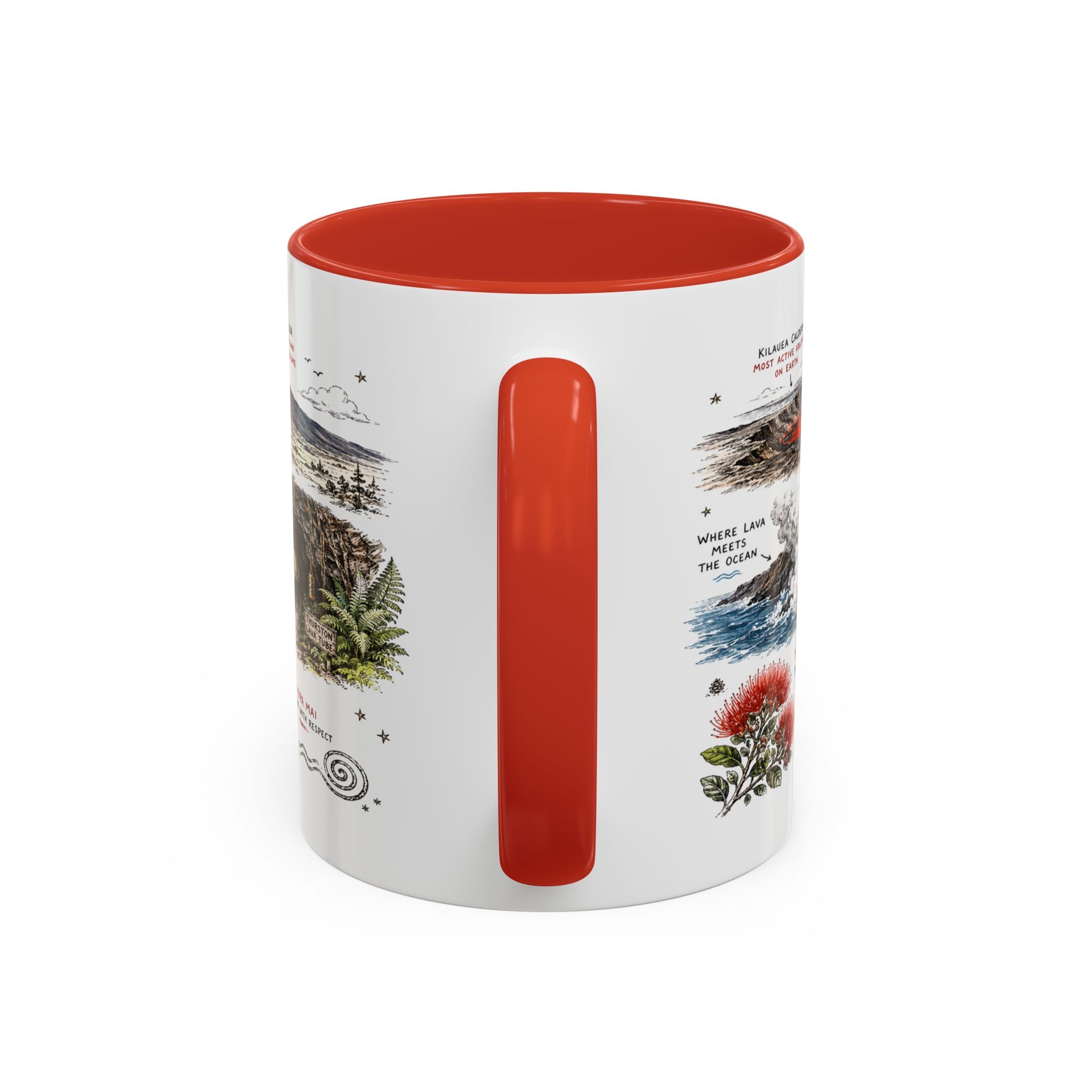 Hawaii Volcanoes National Park Coffee Mug | Hawaii Big Island Lava Volcano Gift | Accent Color Ceramic 11oz 15oz