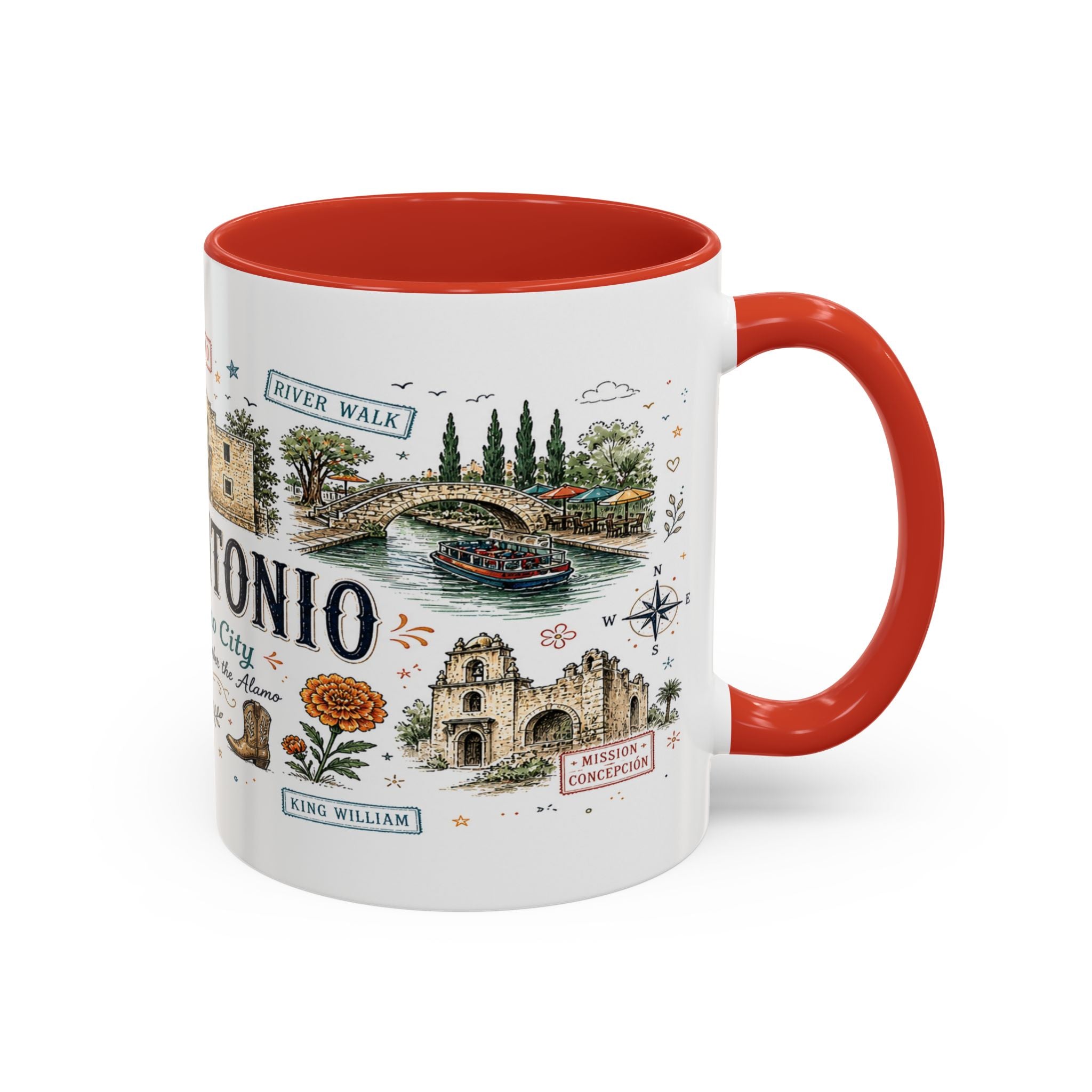 San Antonio Coffee Mug | Texas Souvenir City Gift | Accent Color Ceramic 11oz 15oz