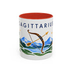 Sagittarius Zodiac Coffee Mug | Bow and Arrow Design | Astrology Birthday Gift | 11 oz 15 oz Ceramic Accent Mug