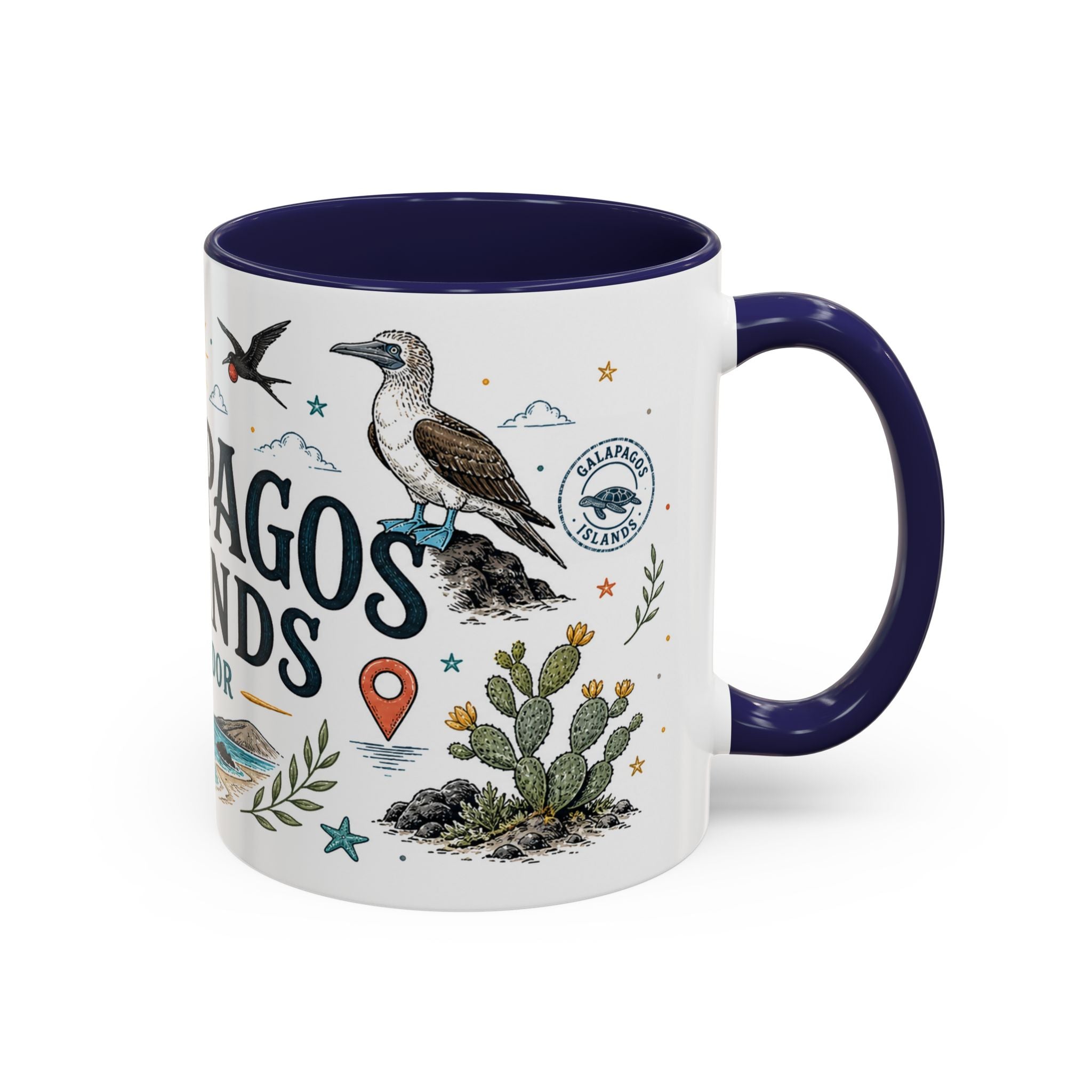 Galapagos Islands Coffee Mug | Travel Destination Souvenir Gift | Accent Color Ceramic 11oz 15oz