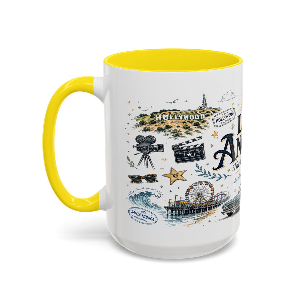 Los Angeles Coffee Mug | California Souvenir City Gift | Accent Color Ceramic 11oz 15oz