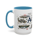 Acadia Coffee Mug | National Park Hiking Coastal Gift | Accent Color Ceramic 11oz 15oz