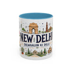 New Delhi Coffee Mug | India Souvenir Travel Gift | Accent Color Ceramic 11oz 15oz