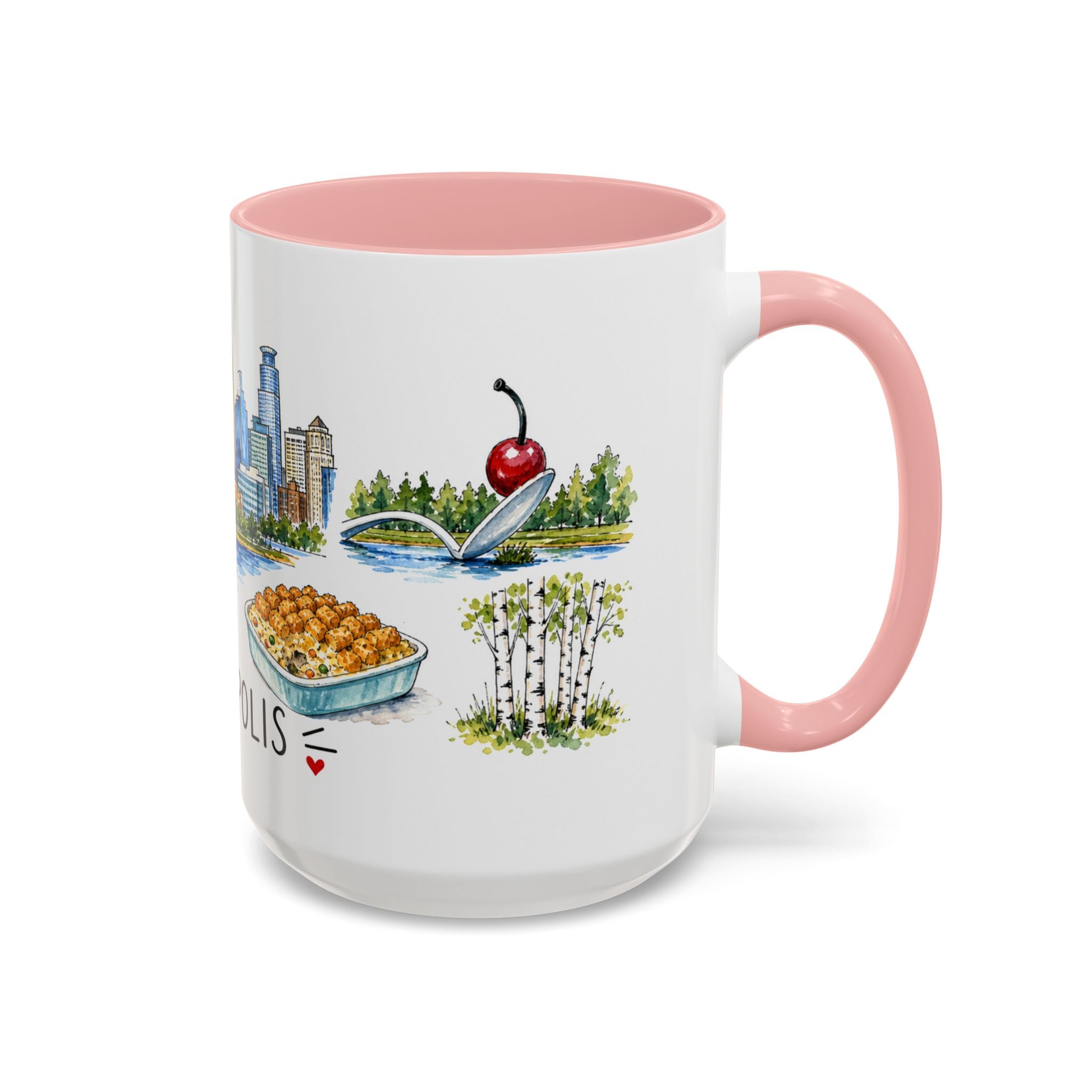 Minneapolis Illustrated Travel Mug | City Souvenir Accent Coffee Mug | 11oz 15oz Ceramic Cup