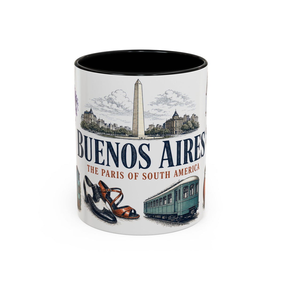 Buenos Aires Coffee Mug | Argentina Travel Souvenir | Vintage Illustrated City Gift | 11 oz 15 oz Accent Mug