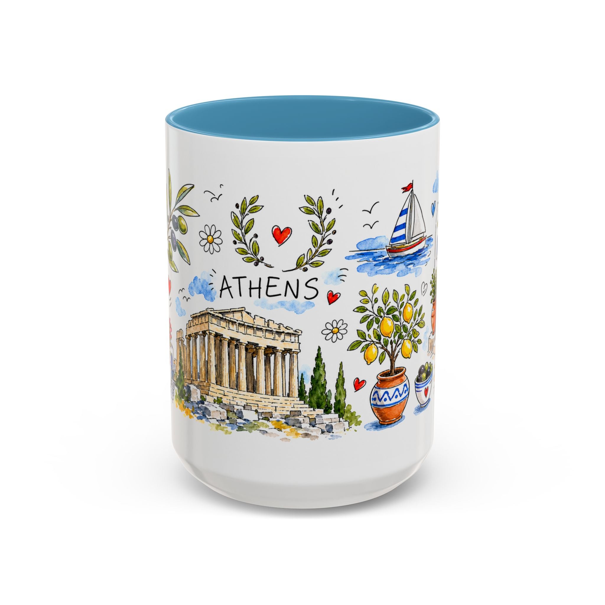 Athens Travel Mug | European City Souvenir Accent Coffee Mug | 11oz 15oz Ceramic Cup