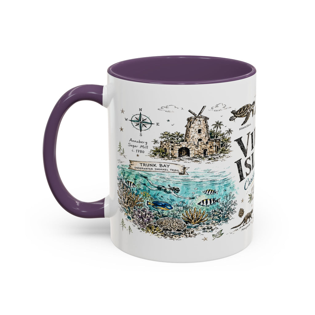 Virgin Islands National Park Coffee Mug | Caribbean Beach Snorkeling Reef Gift | Accent Color Ceramic 11oz 15oz