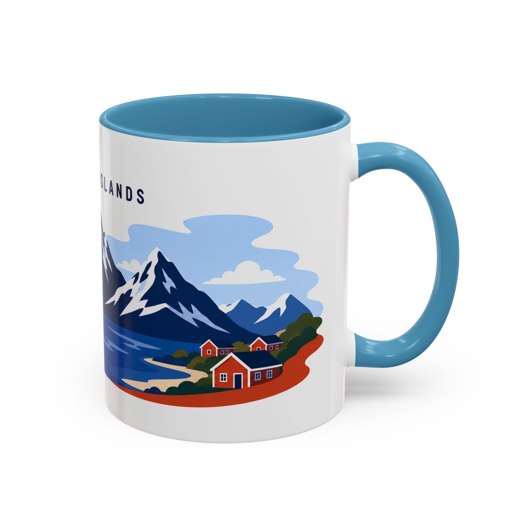 Lofoten Islands Coffee Mug | Travel Destination Souvenir Gift | Accent Color Ceramic 11oz 15oz