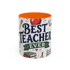 Best Teacher Ever Coffee Mug | Teacher Appreciation Gift | Accent Color Ceramic 11oz 15oz