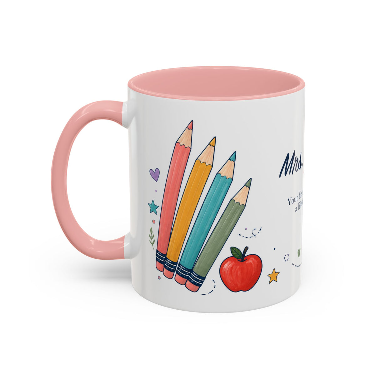 Personalized First Year Teacher Mug | Custom Name Pencil Coffee Cup